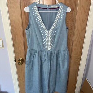 Boden - Blue Beaded Sleeveless Dress - 12L